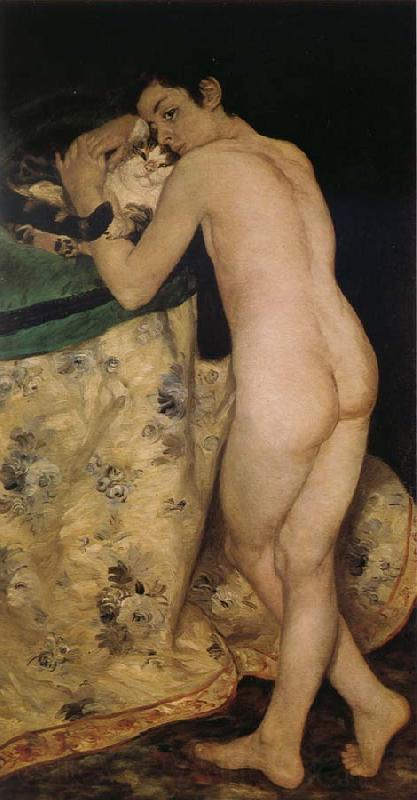 Pierre-Auguste Renoir Le jeune Garqon au Chat Norge oil painting art